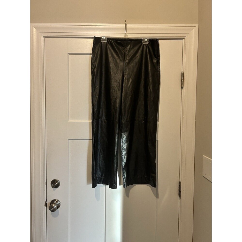 Karen Kane Wide Leg Faux Leather Pants Women's Size XL Gothic Rocker City Edgy